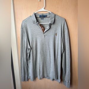 Polo by Ralph Lauren Gray and Brown Long Sleeve Polo Colored Pony Classic Fit